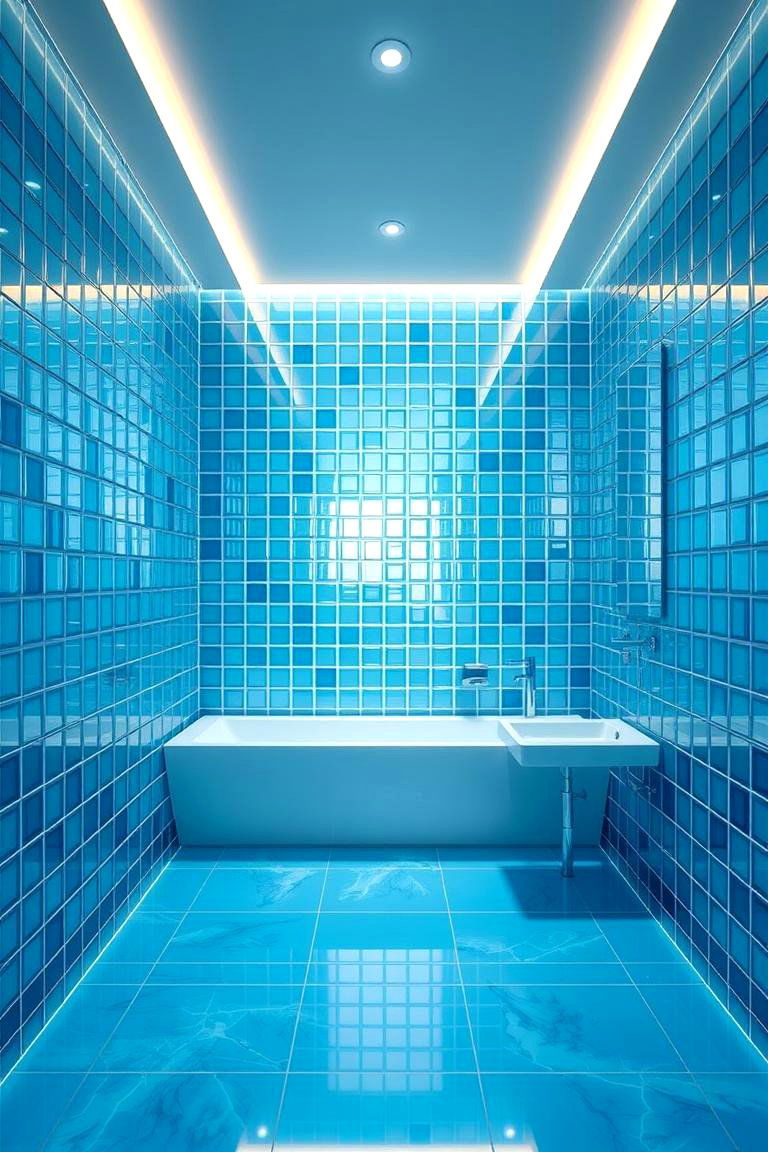 Blue Glass Tiles - 24 Blue Tile Bathroom Ideas