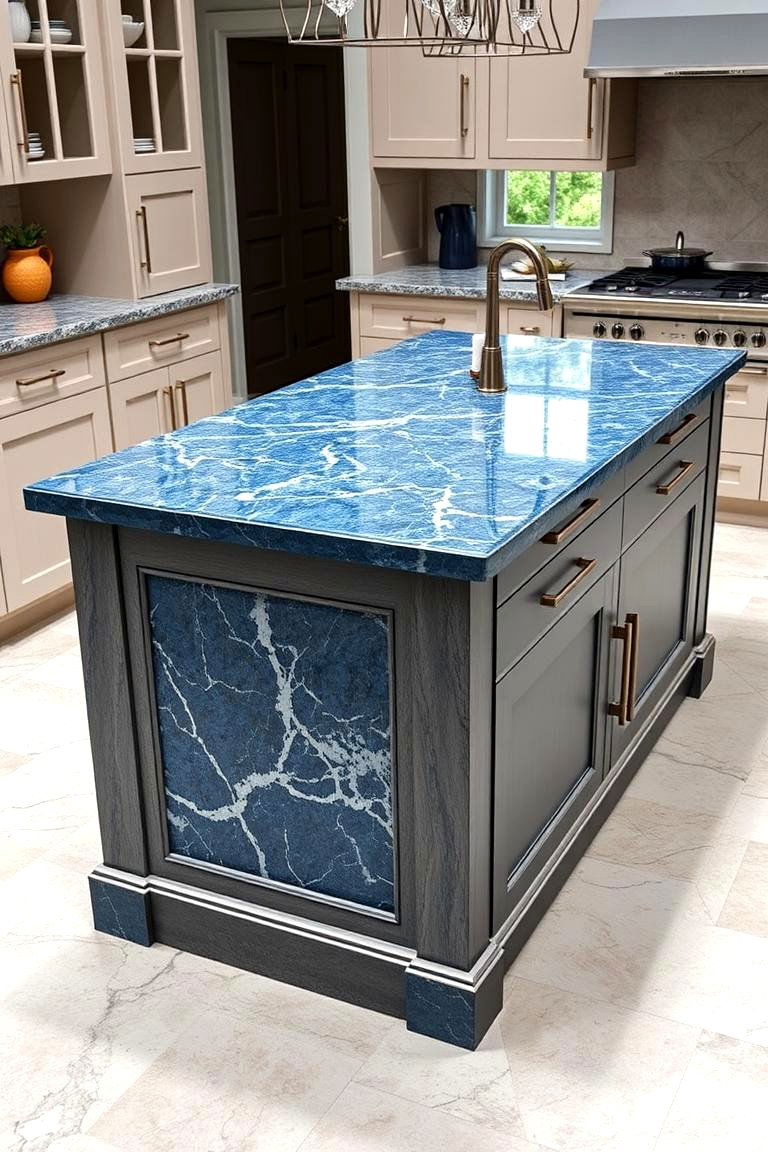 Blue Granite Top Kitchen Island - 24 Blue Kitchen Island Ideas