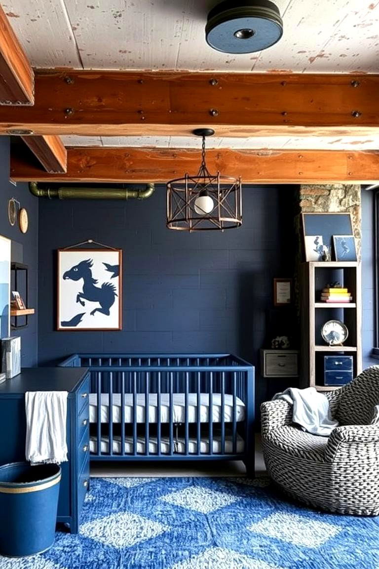 Blue Industrial Chic Elements - 24 Blue Nursery Ideas