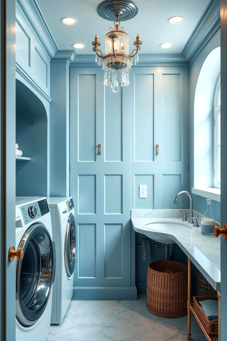Blue Luxury Spa Vibe - 24 Blue Laundry Room Ideas