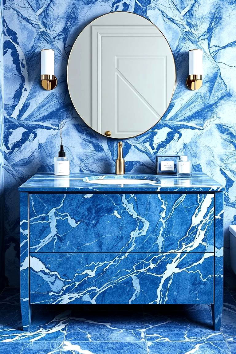 Blue Marble Vanity - 24 Blue Bathroom Vanity Ideas