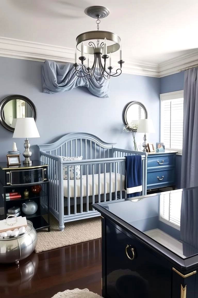 Blue Metallic Accents - 24 Blue Nursery Ideas