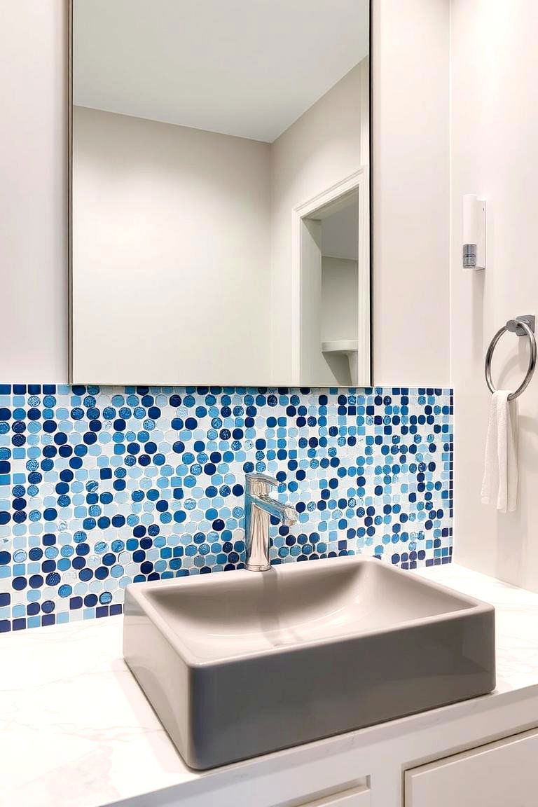 Blue Mosaic Backsplash - 24 Blue Bathroom Ideas