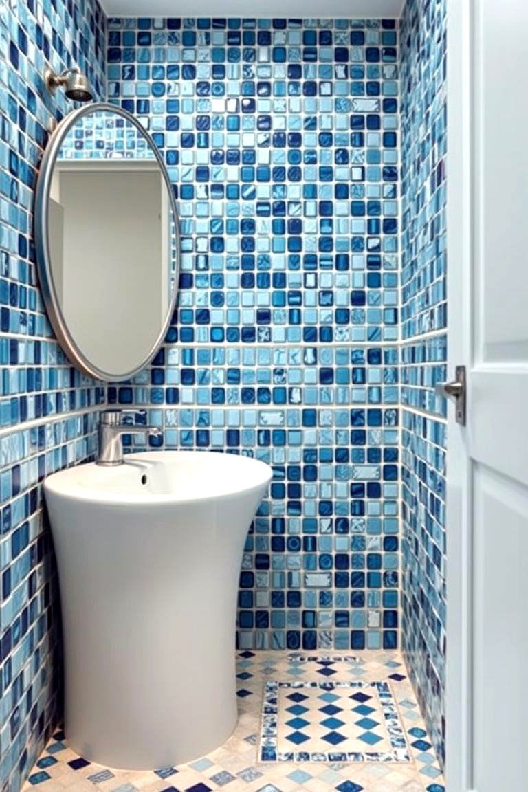 Blue Mosaic Bathroom - 24 Blue and White Bathroom Ideas
