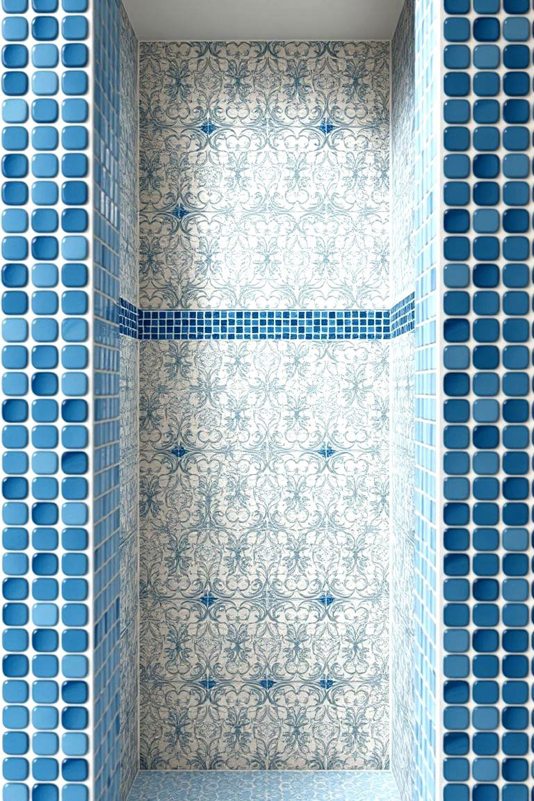 Blue Mosaic Border - 24 Blue Tile Bathroom Ideas
