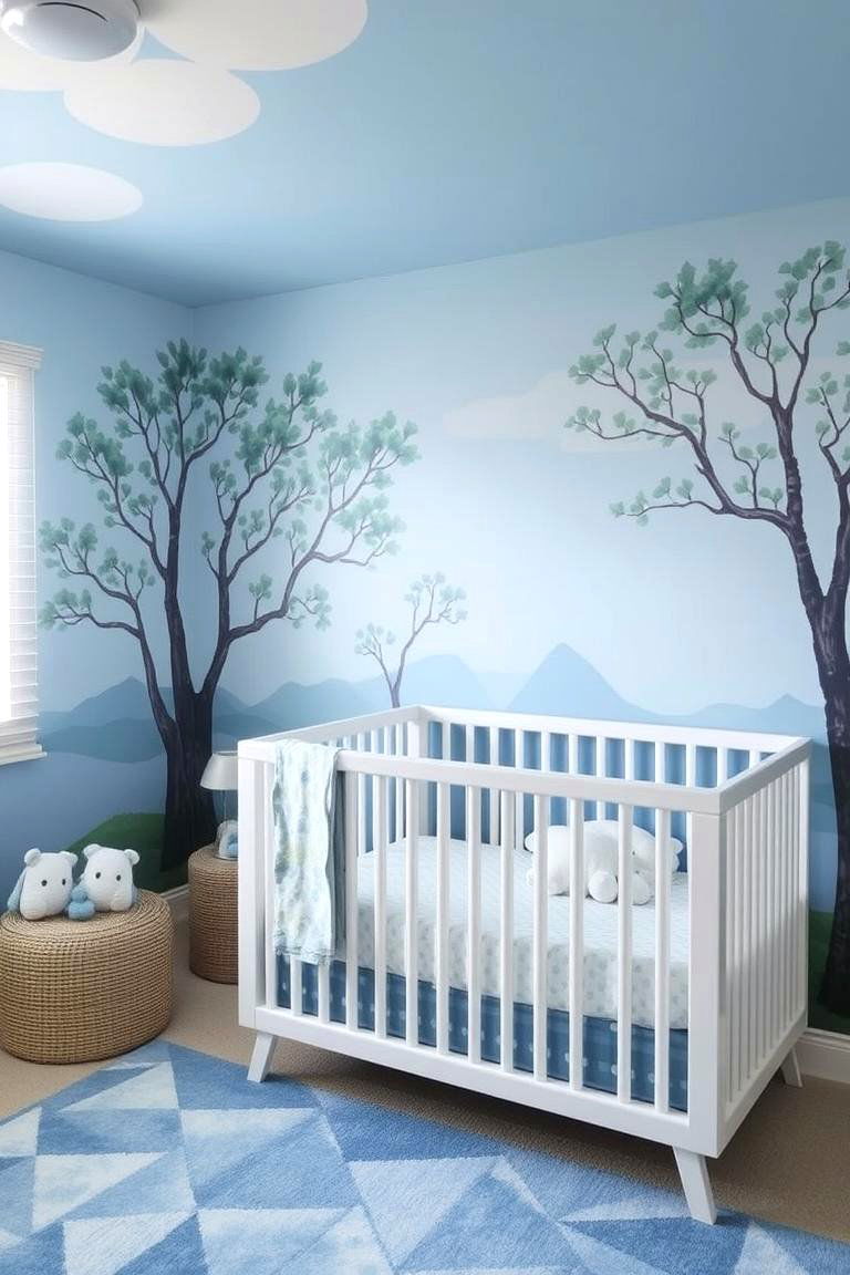 Blue Nature Inspired Murals - 24 Blue Nursery Ideas