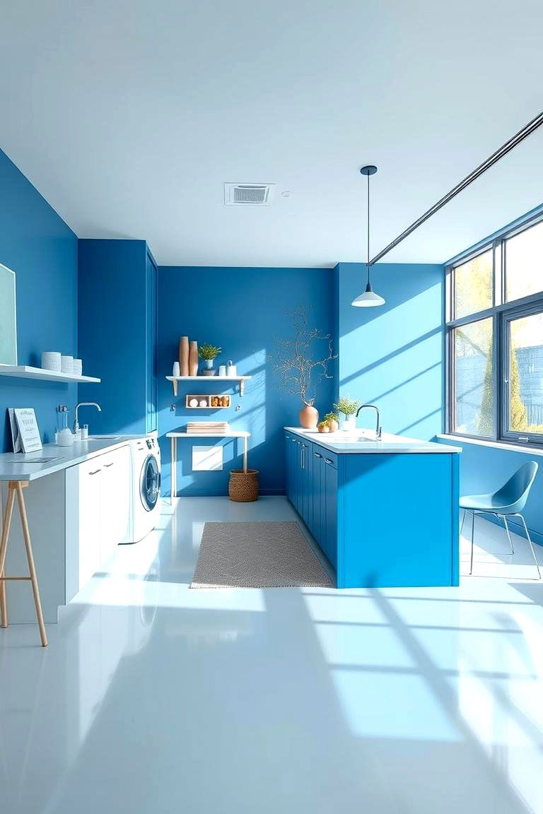 Blue Open Space Concept - 24 Blue Laundry Room Ideas