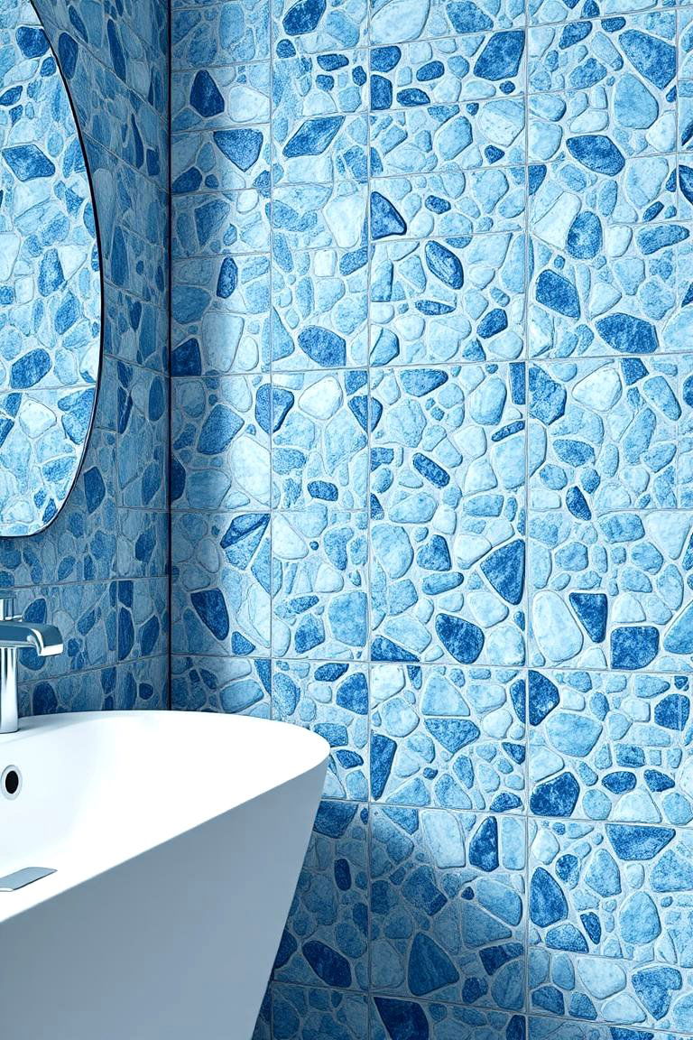 Blue Pebble Tiles - 24 Blue Tile Bathroom Ideas