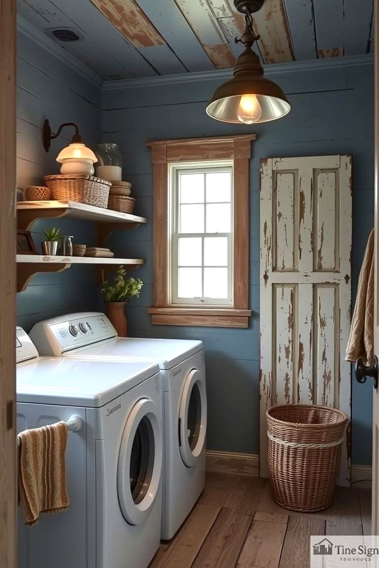 Blue Rustic Farmhouse Style - 24 Blue Laundry Room Ideas