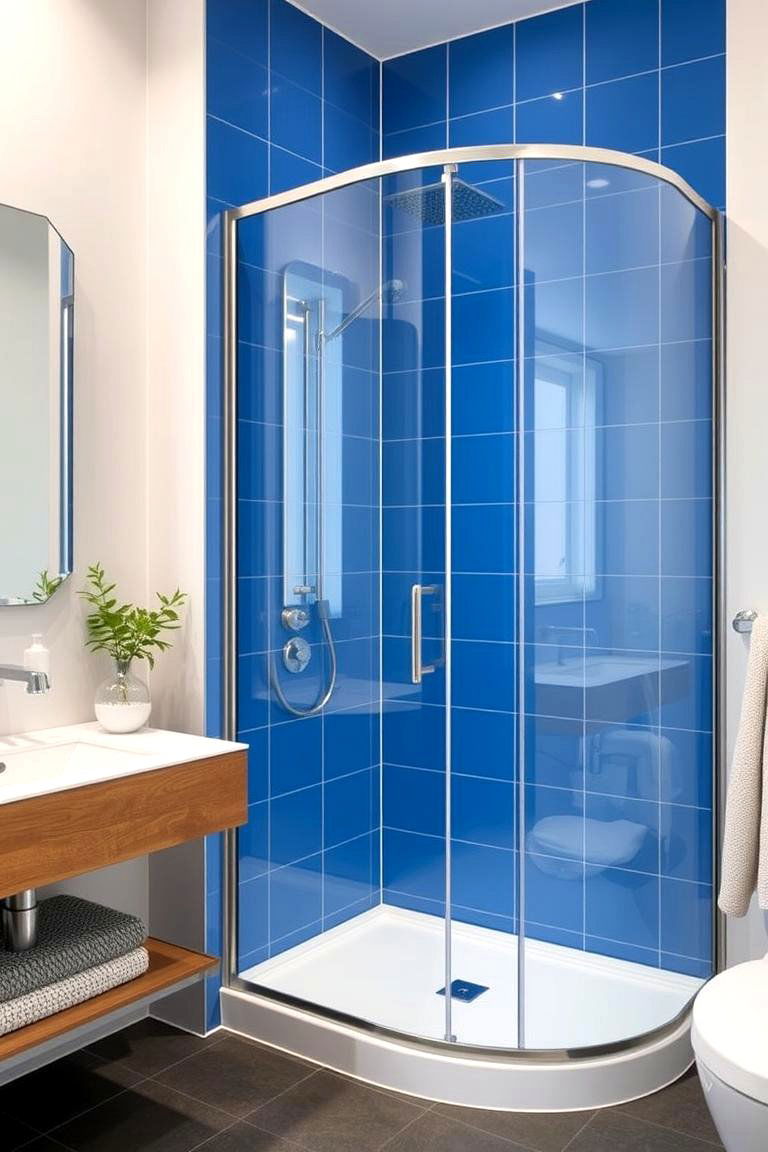 Blue Shower Enclosures - 24 Blue Bathroom Ideas