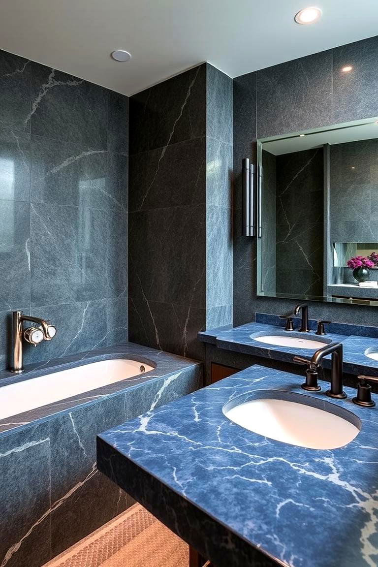 Blue Stone Countertops - 24 Blue Bathroom Ideas