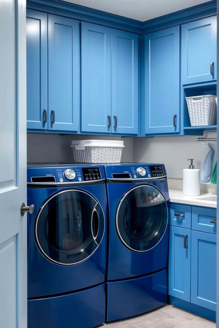 Blue Storage Solutions - 24 Blue Laundry Room Ideas