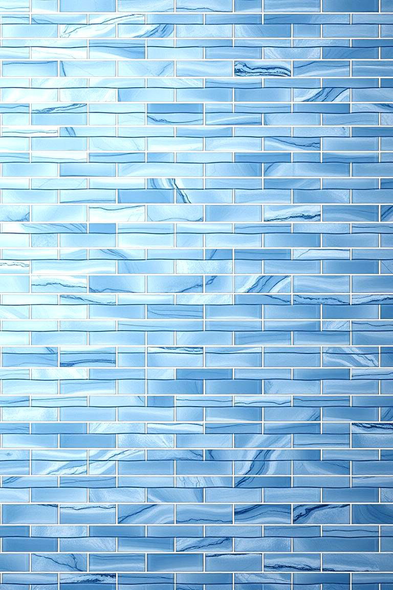 Blue Subway Patterned Tiles - 24 Blue Tile Bathroom Ideas