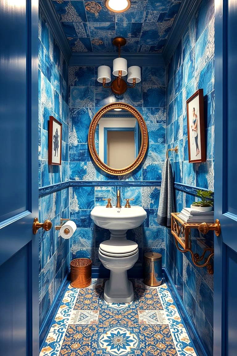 Blue Texture and Pattern Fusion - 24 blue powder room ideas
