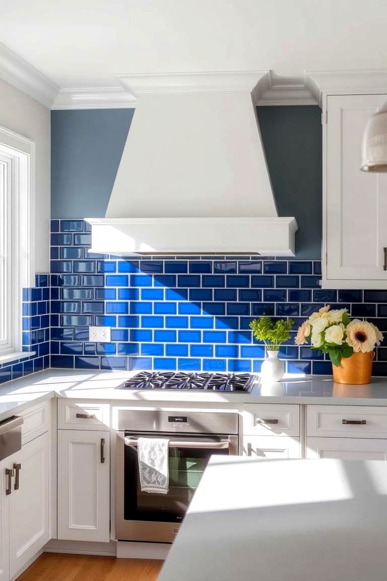 Blue Tiles for a Calm Inviting Atmosphere - 24 Kitchen Backsplash Ideas