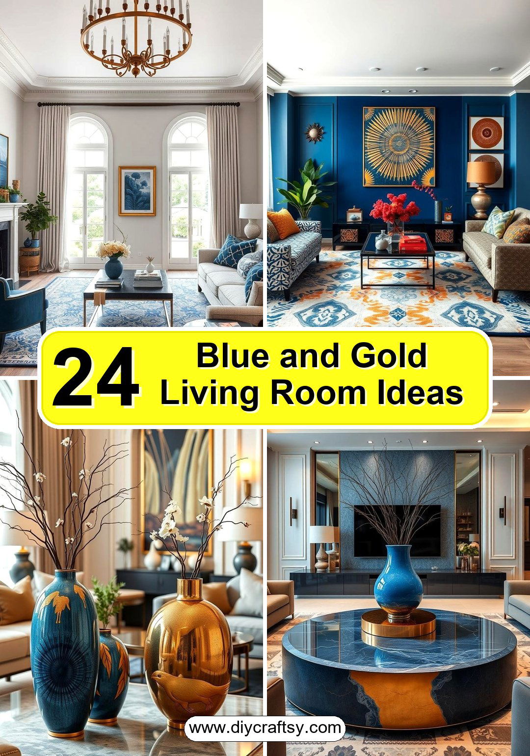 Blue and Gold Living Room Ideas
