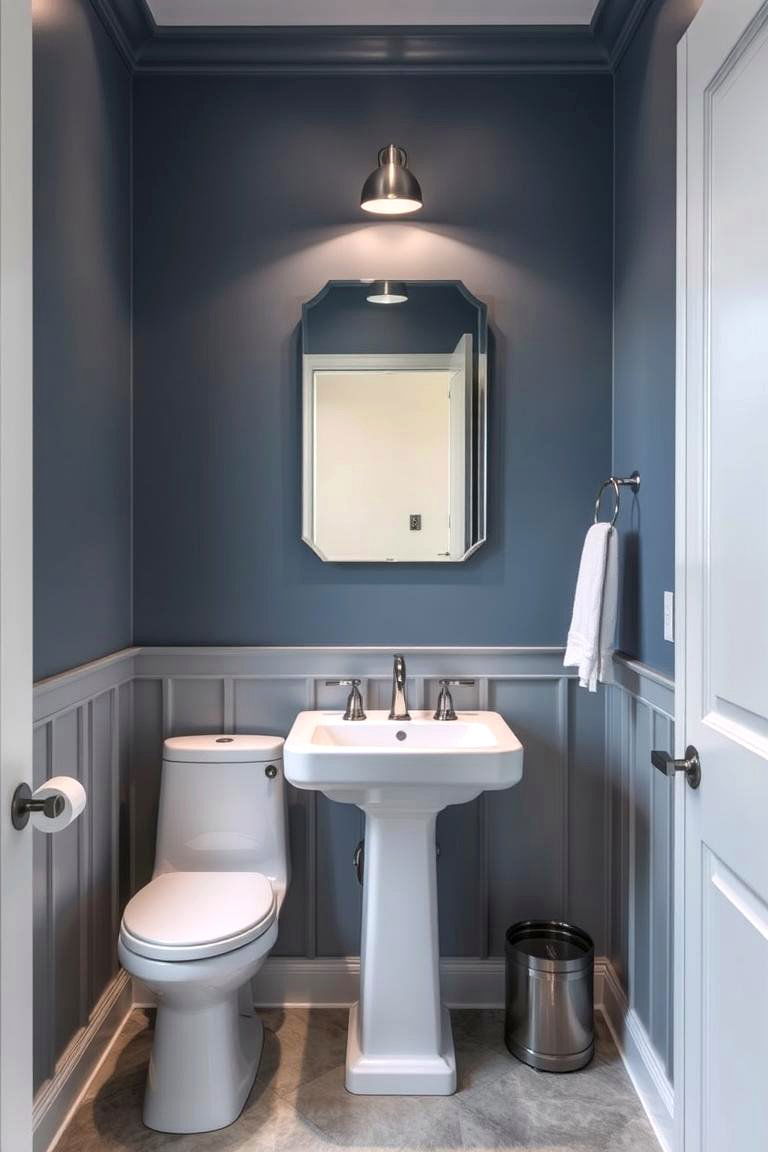 Blue and Gray Harmony - 24 blue powder room ideas
