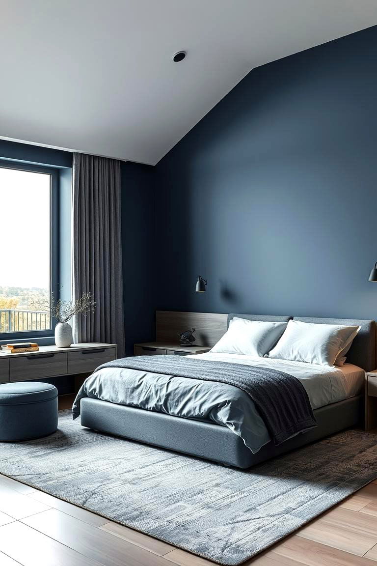 Blue and Grey Fusion - 24 Moody Blue Bedroom Ideas