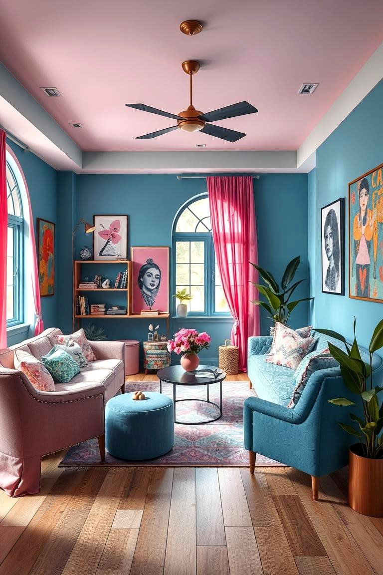Blue and Pink Fusion - 24 Girls Blue Bedroom Ideas