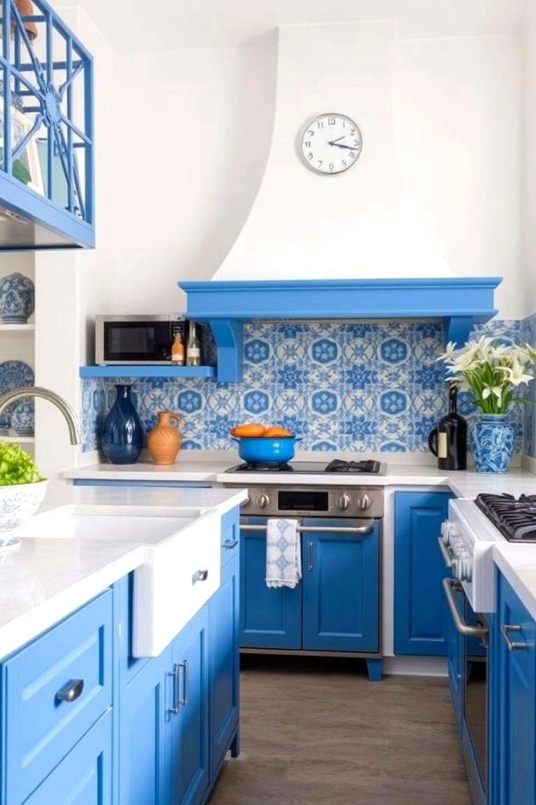 Blue and White Color Scheme - 24 Mediterranean Kitchen Ideas