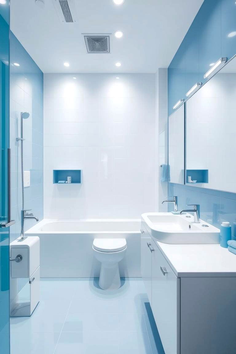 Blue and White Contemporary Bathroom - 24 Blue and White Bathroom Ideas