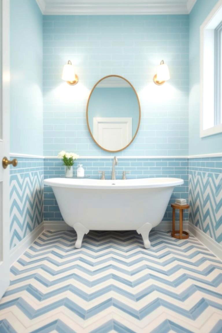 Blue and White Tile Patterns for a Classic Feel - 24 Nautical Bathroom Ideas