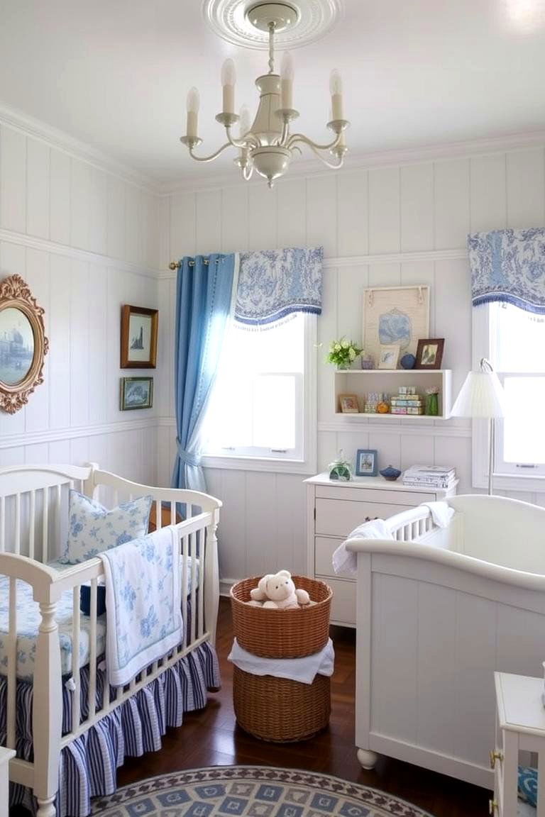 Blue and White Vintage Charm - 24 Blue Nursery Ideas