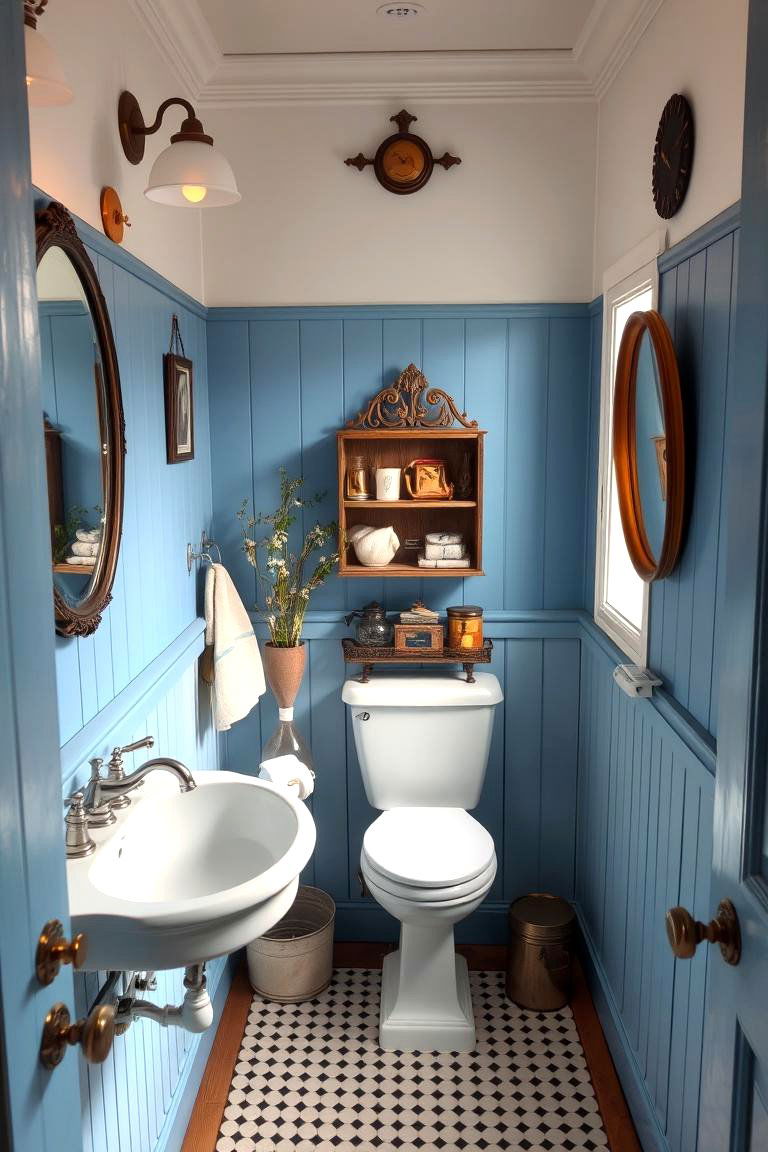 Blue and White Vintage Revival - 24 blue powder room ideas