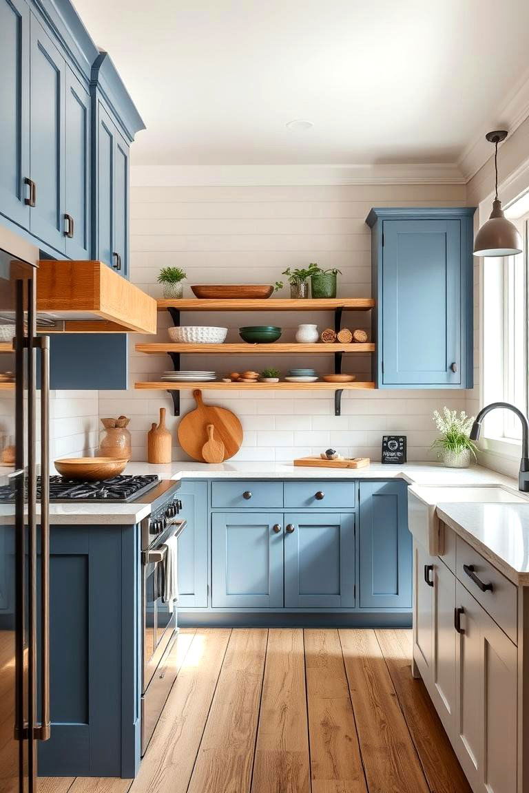Blue and White with Wooden Accents - 24 Blue Kitchen Ideas