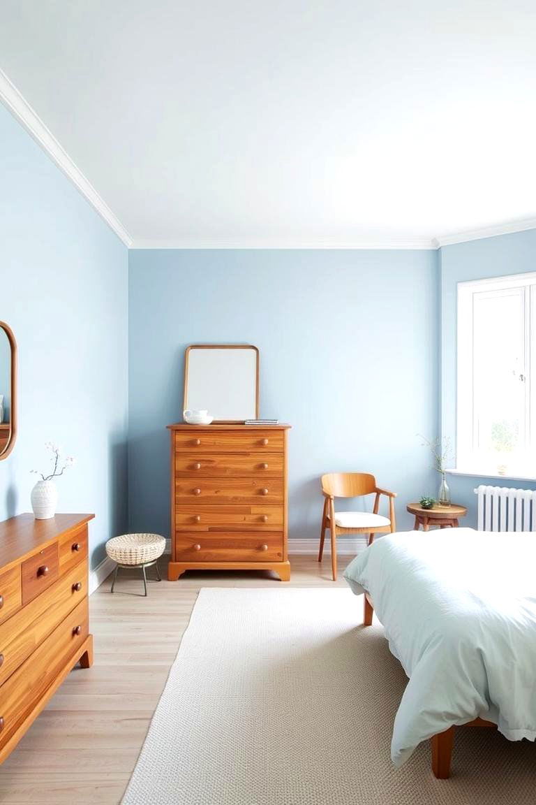 Blue and Wood Scandinavian Style - 24 Blue Bedroom Ideas