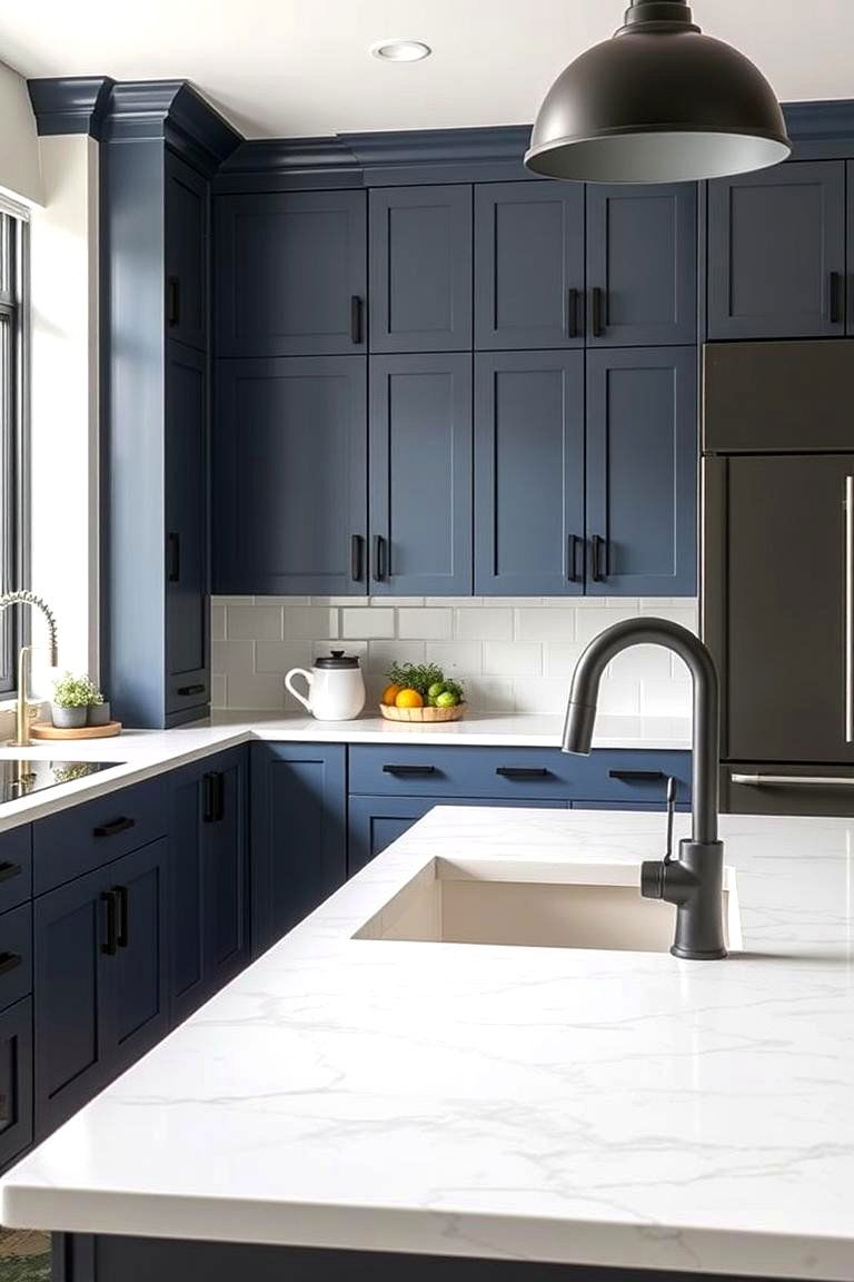 Blue with Charcoal Gray Cabinets - 24 Blue Kitchen Ideas