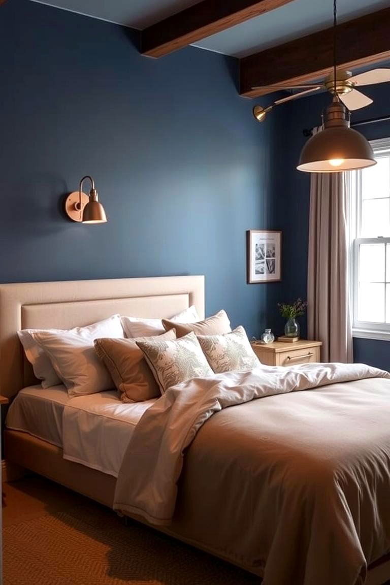 Blue with Copper Accents - 24 Blue Bedroom Ideas