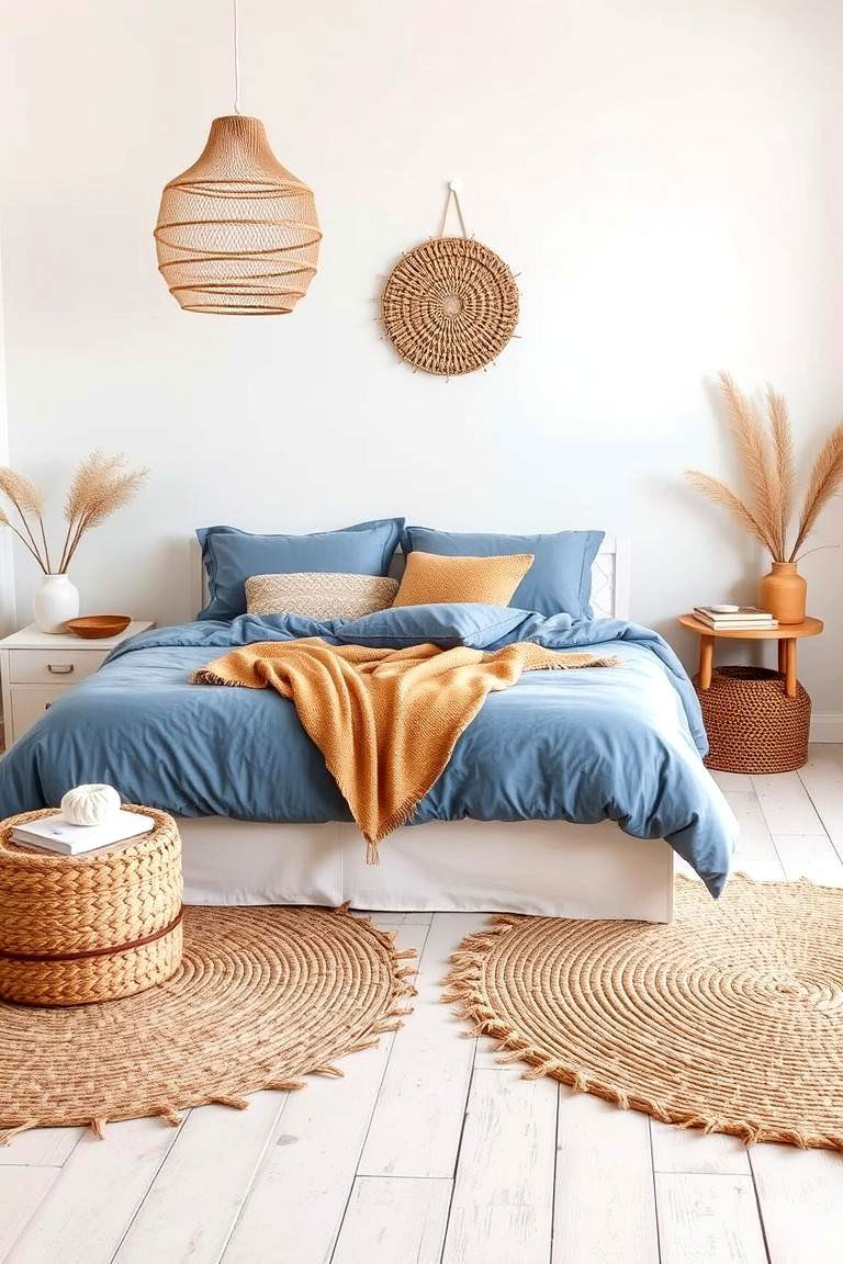 Blue with Natural Textures - 24 Blue Bedroom Ideas