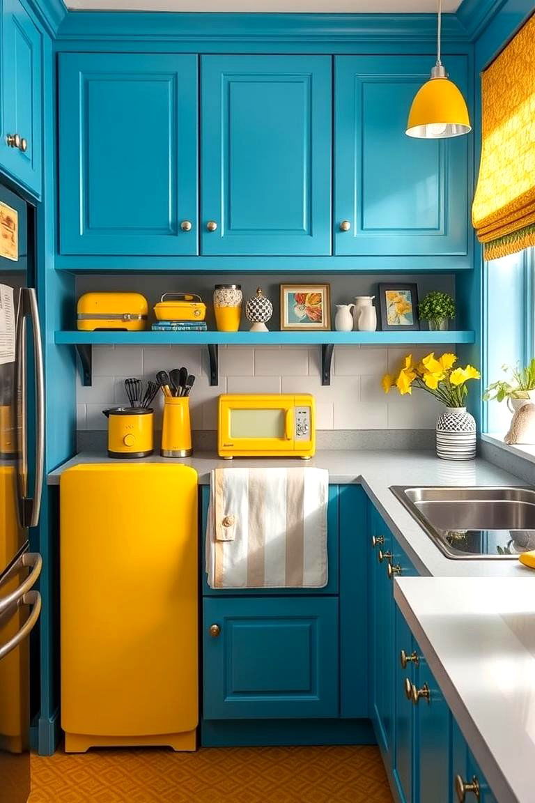 Blue with Yellow Accents - 24 Blue Kitchen Ideas