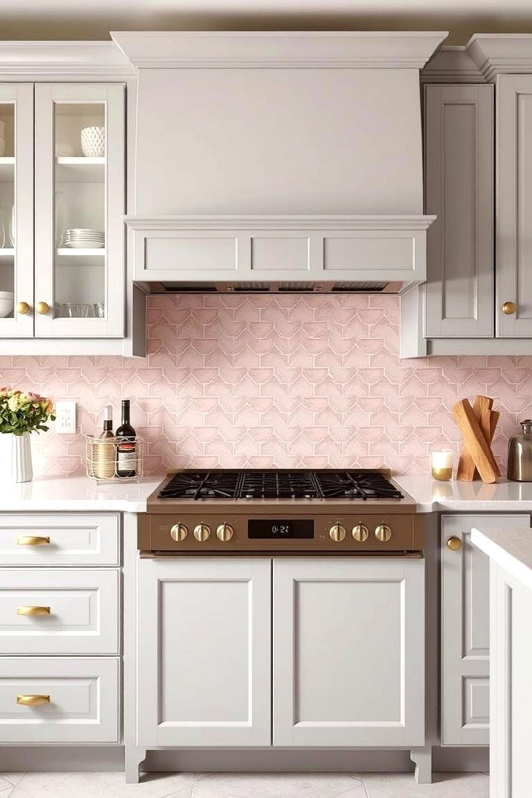 Blush Pink Backsplash Tiles - 24 Pink Kitchen Ideas