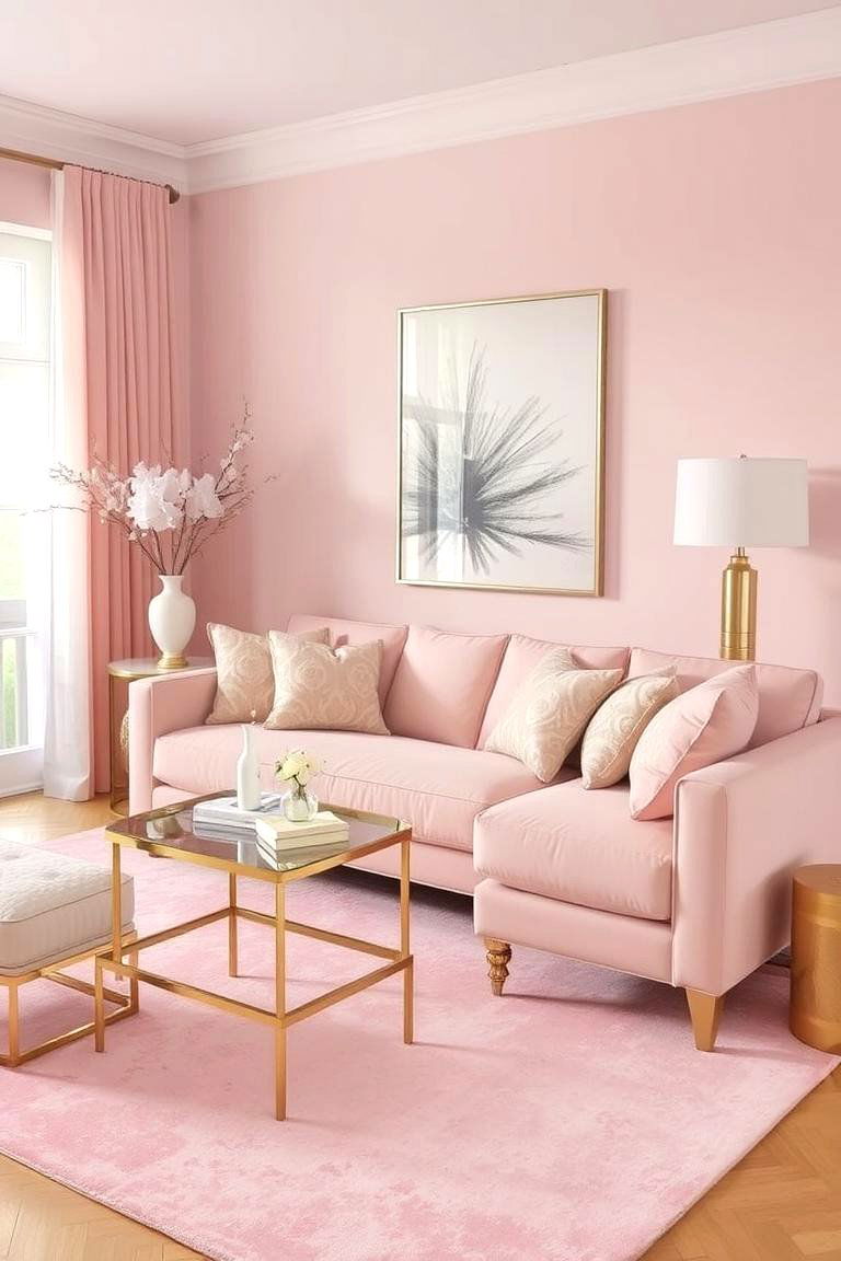 Blush Pink Monochromatic Living Room - 24 Monochromatic Living Room Ideas