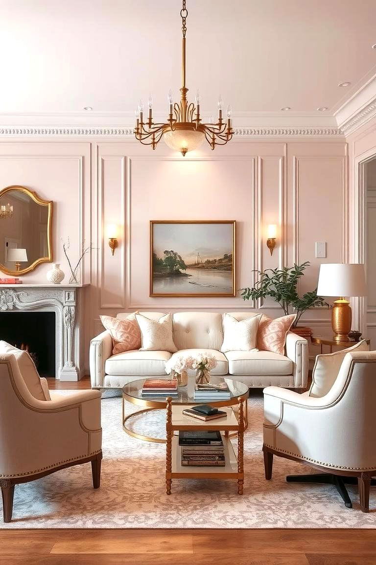 Blush and Gold Subtle Luxury - 24 Two Colour Combination for Living Room