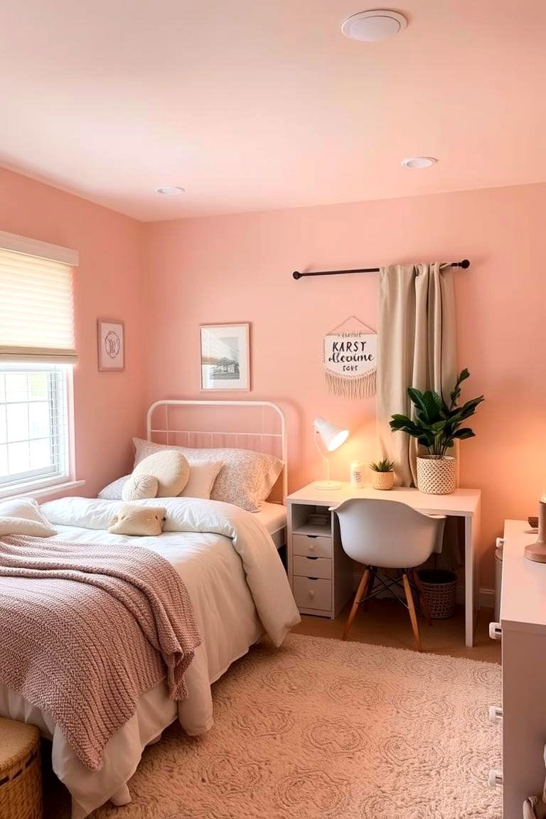 Blush and Pastel Accents - 24 Pink Dorm Room Ideas