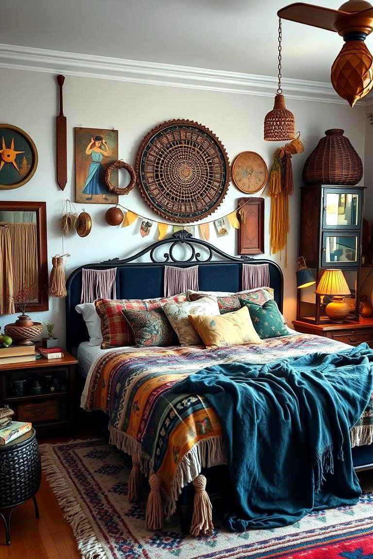Bohemian Black Beauty - 24 Black Headboard Bedroom Ideas