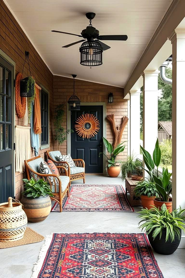 Bohemian Black Charm Porch - 24 Black Porch Ideas