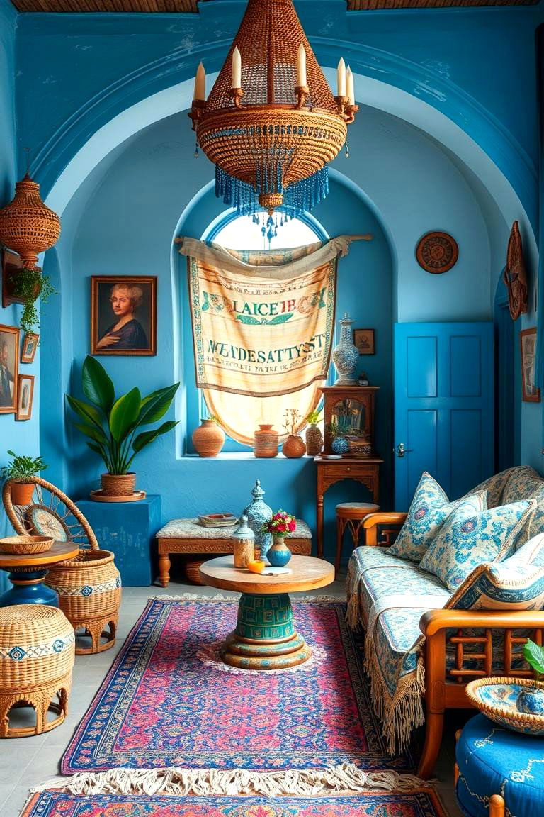 Bohemian Blue Escape - 24 blue and beige bedroom ideas
