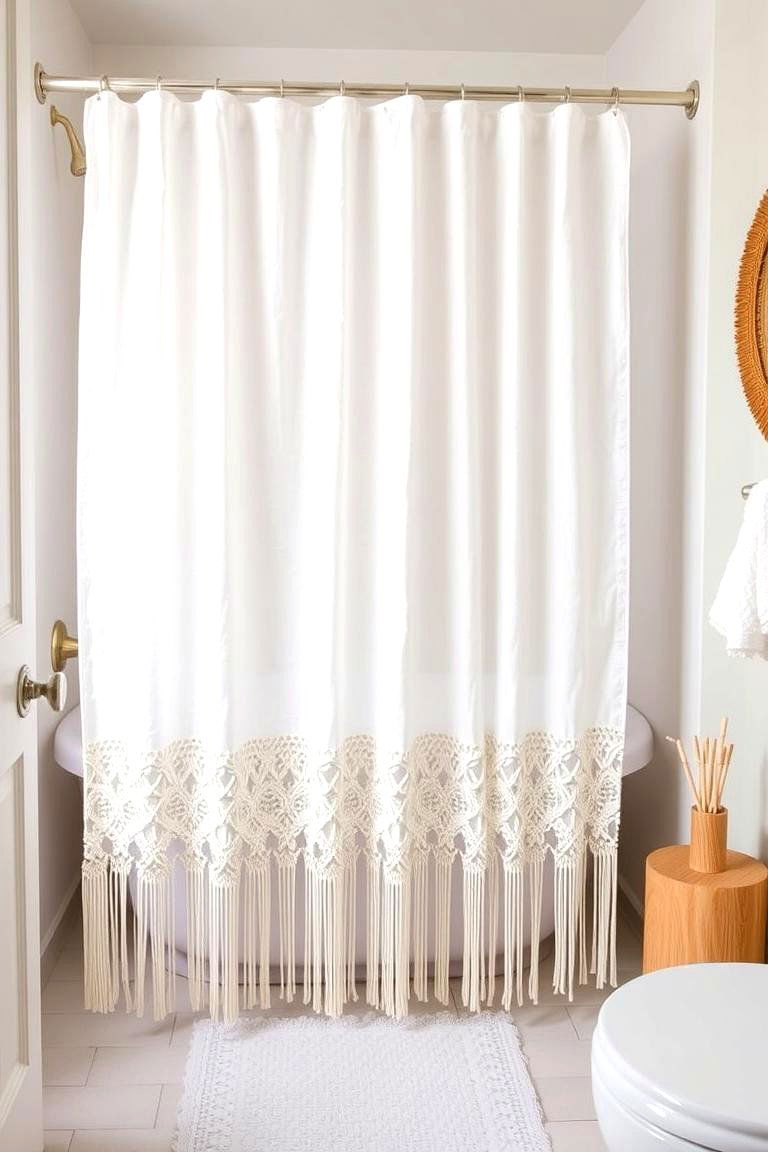 Bohemian Charm with Macrame or Tassels Shower Curtain - 24 Shower Curtain Ideas