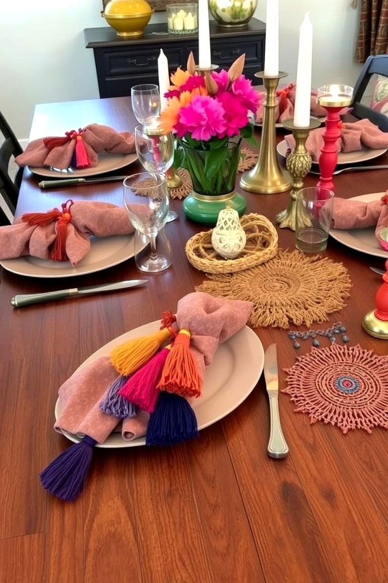Bohemian Charm with Tassels - 24 Dining Table Decor Ideas