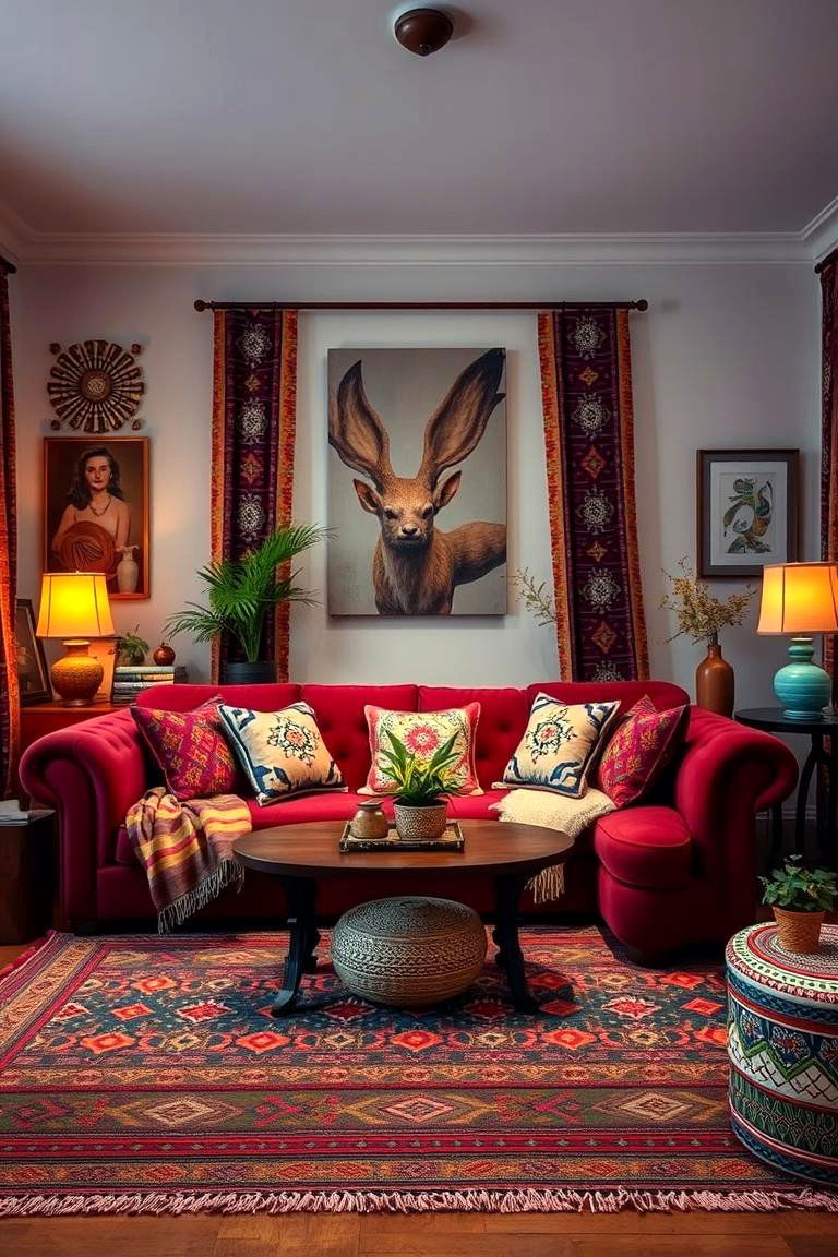 Bohemian Chic Appeal - 24 Burgundy Sofa Living Room Ideas