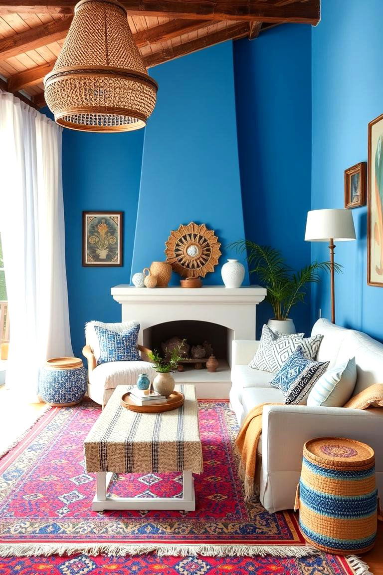 Bohemian Chic Flair - 24 Blue and White Decor Ideas