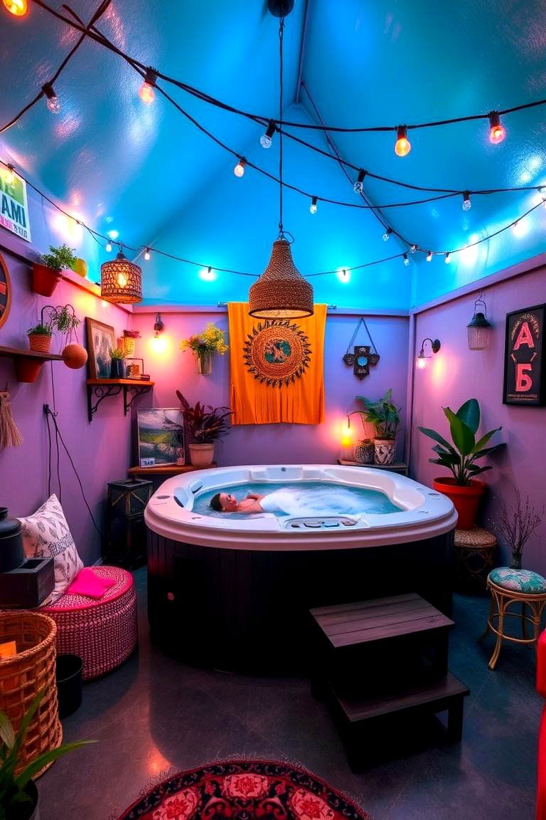 Bohemian Chic Hot Tub Hideaway - 24 Sunken Hot Tub Ideas