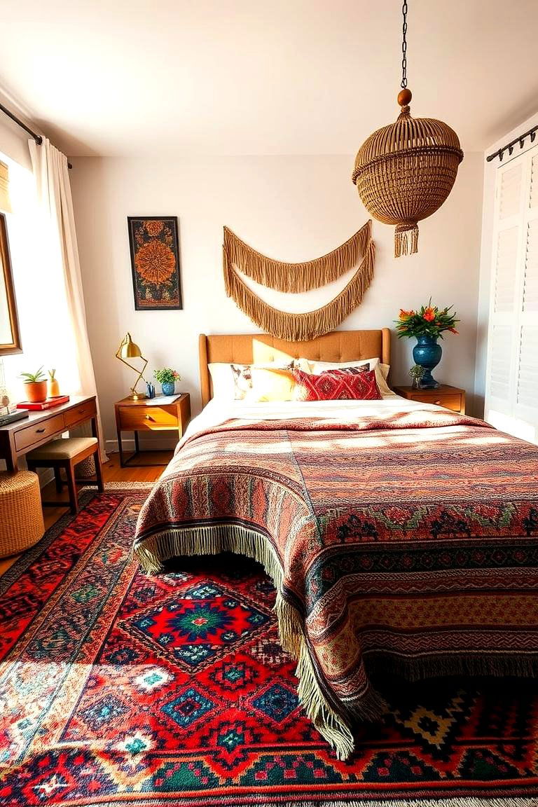 Bohemian Chic Rug Vibes - 24 bedroom rug ideas