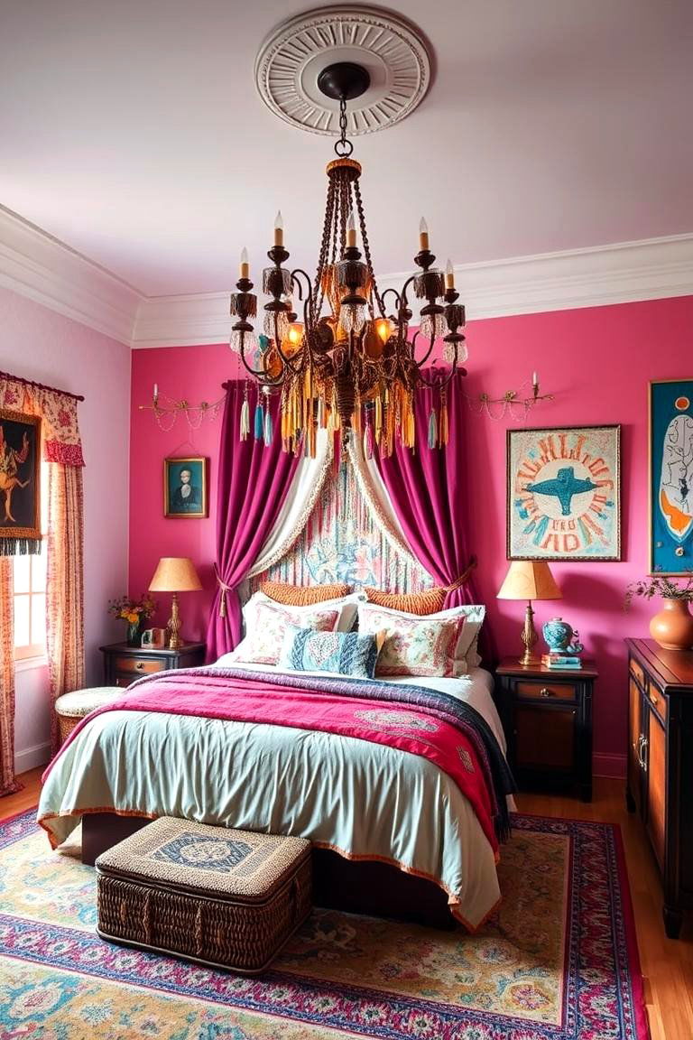 Bohemian Chic Vibes - 24 Bedroom Chandelier Ideas
