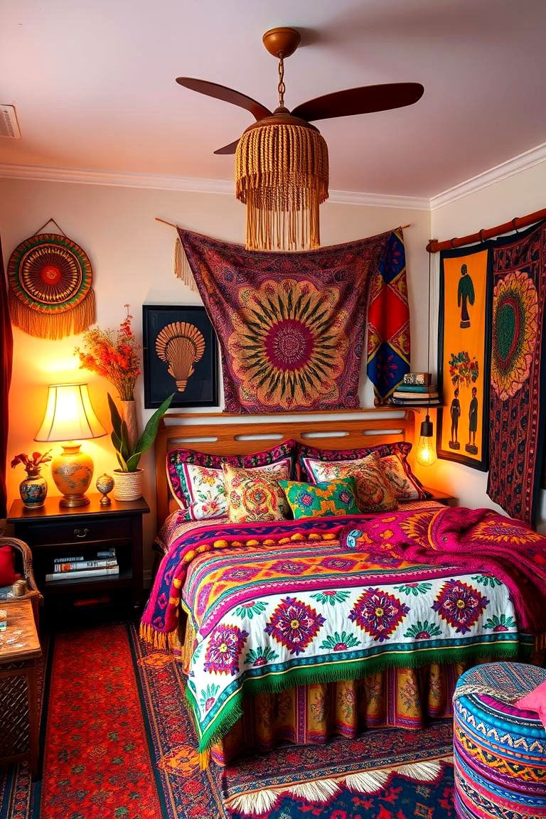 Bohemian Chic Vibrant Patterns and Textures - 24 Bedroom Interior Design Ideas