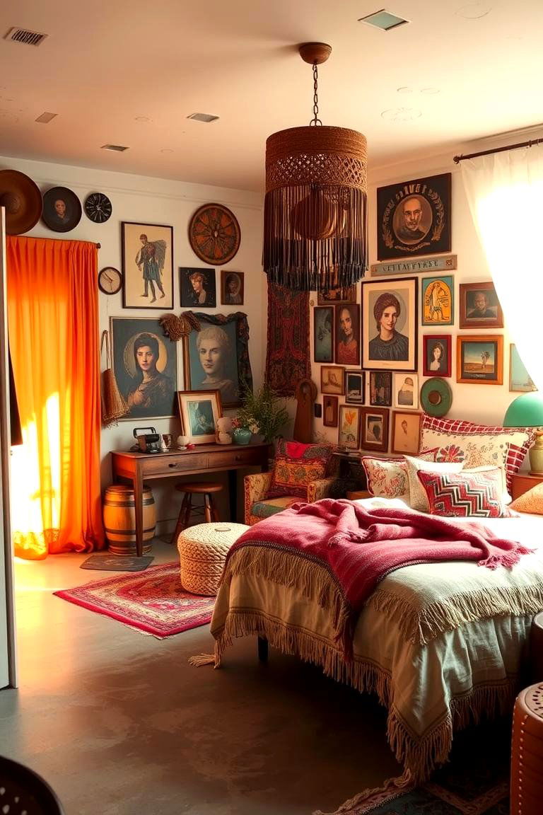 Bohemian Concrete Floor Bedroom with Vintage Vibes - 24 Concrete Floor Bedroom Ideas